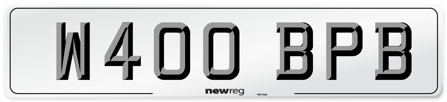 W400 BPB Number Plate from New Reg